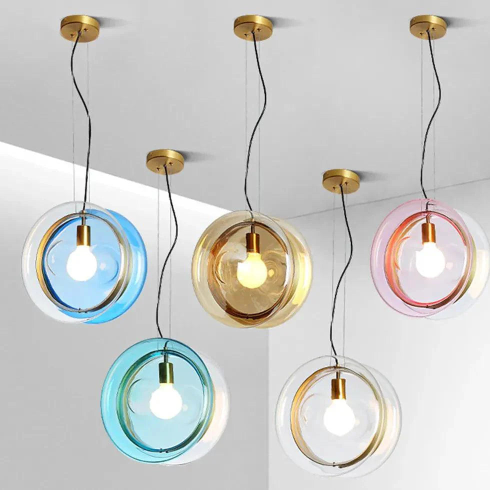 Round Colorful Glass Modern Pendant Light-Homelova