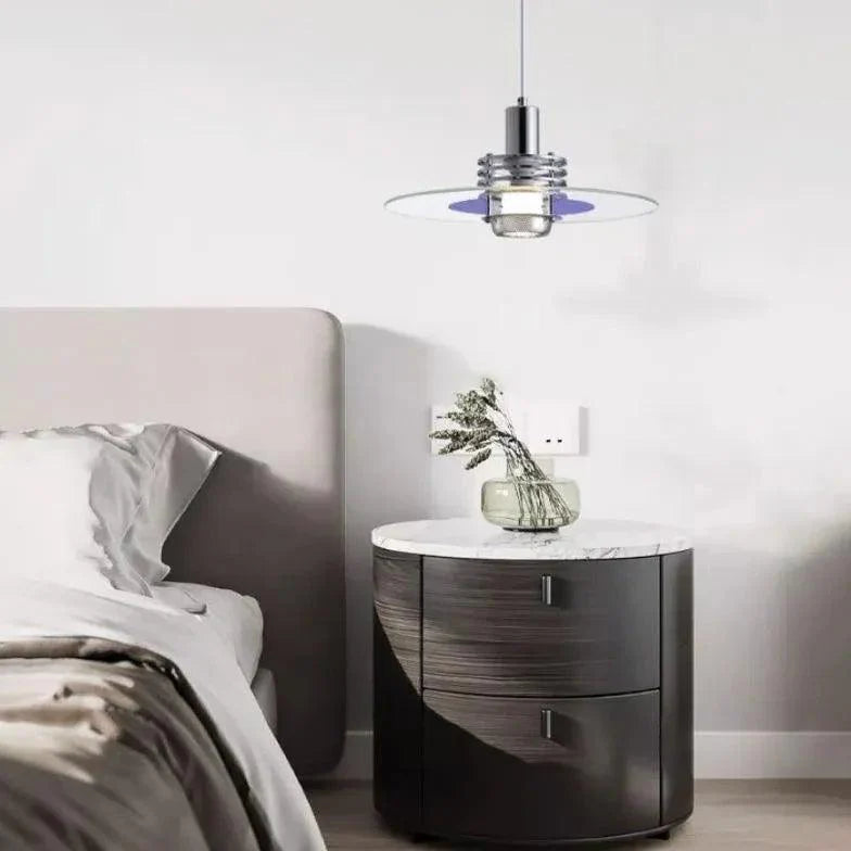 Round Transparent Glass Panel Modern Pendant Light-Homelova