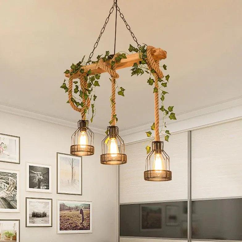 Rural Vintage Wooden Pendant Light-Homelova