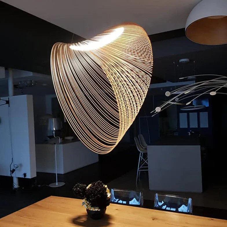 Shell Spiral Vintage Wooden Pendant Light-Homelova
