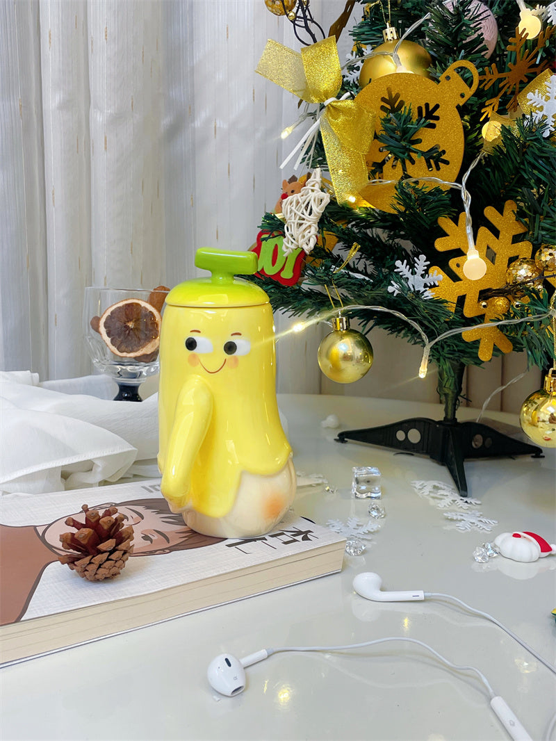 Shy Banana Ceramic Mug - Cute & Playful Coffee Cup for Home or Office-Homelova