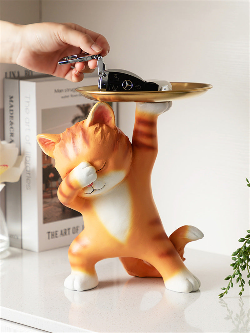 Shy Cat Desktop Organizer Tray - Funny Home Desktop Ornaments-Homelova