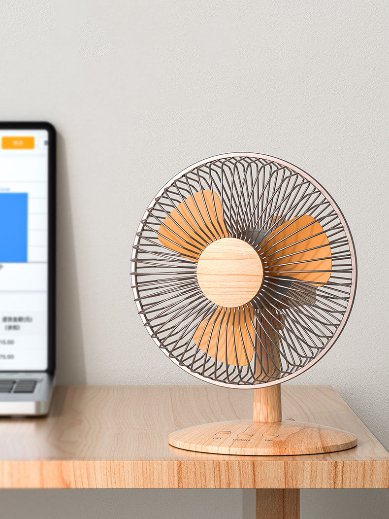 Silent Vintage USB Mini Fan: Adjustable Two-Speed with Oscillation-Homelova