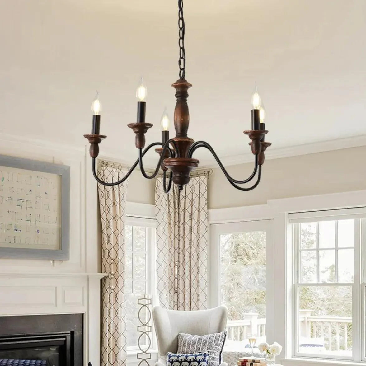 Vintage Candle Holder Wooden Chandelier-Homelova