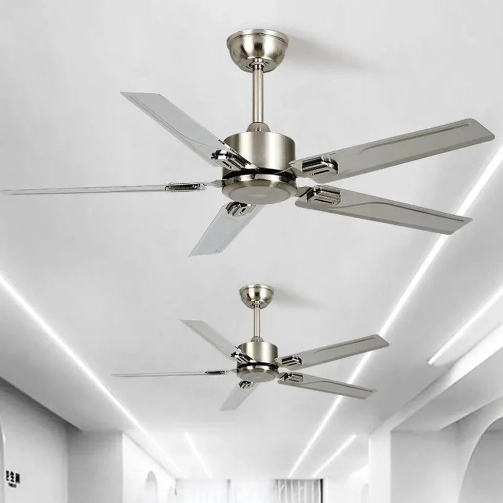 Silver Five-Blade Metallic Industrial Ceiling Fan-Homelova