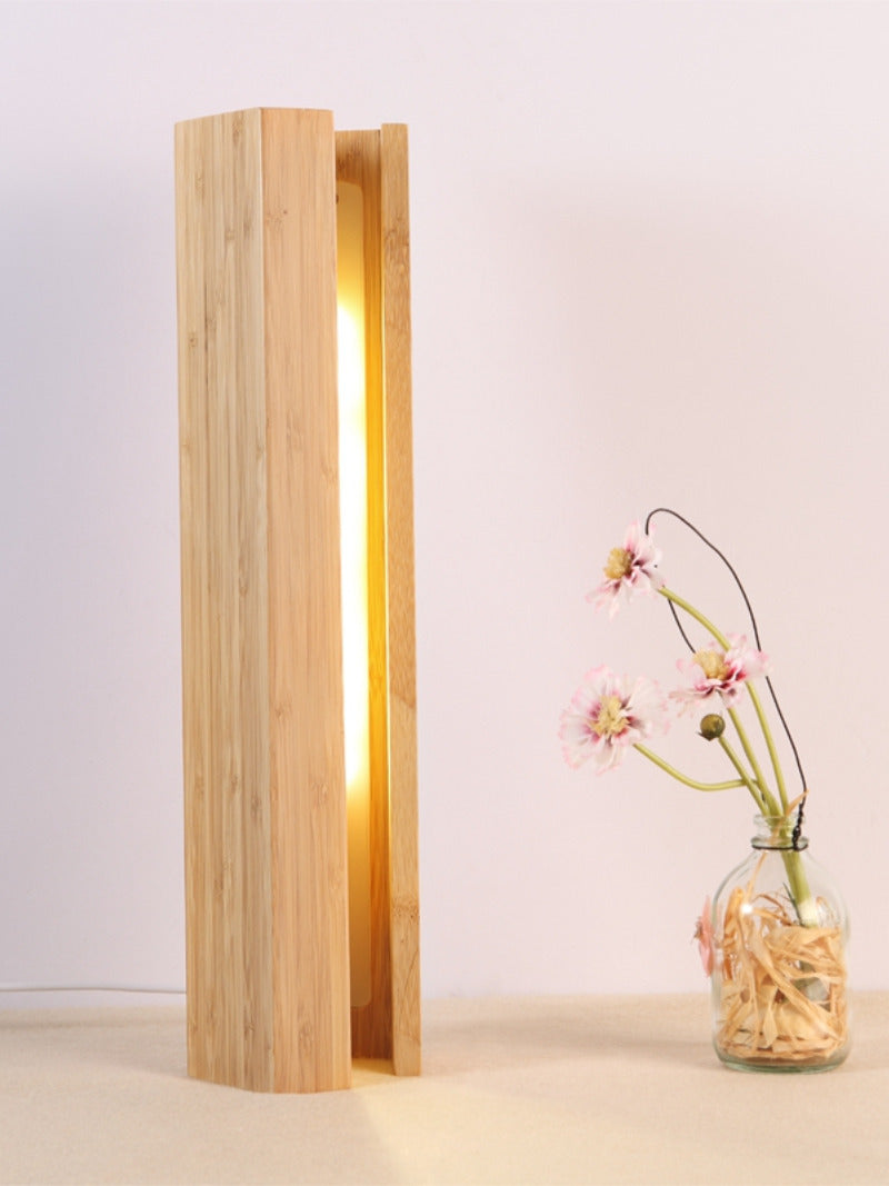 Simple Artistic Bamboo Wood Led Table Lamp, Decorative Warm Light-Homelova