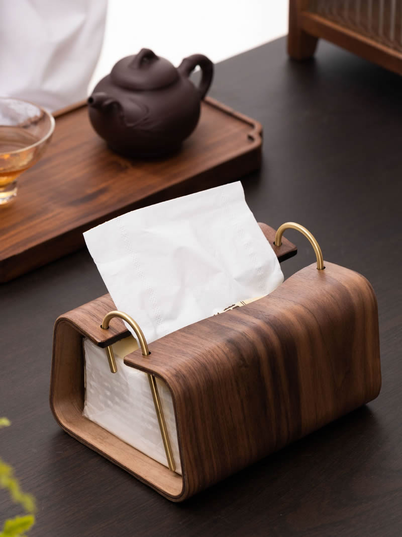 Simple Black Walnut Art Tissue Box, Desktop Decoration Ideas-Homelova
