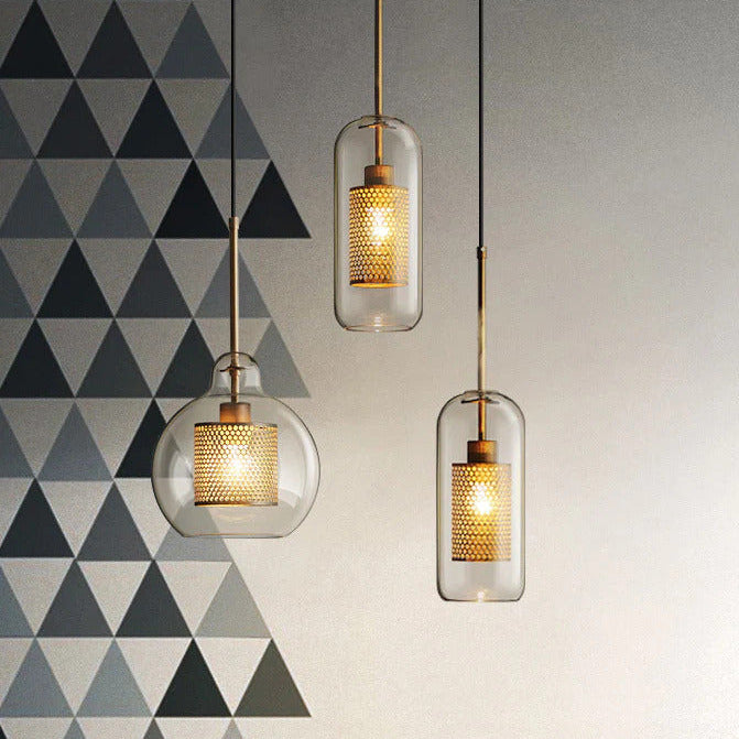 Simple Industrial Transparent Glass Pendant Lights-Homelova