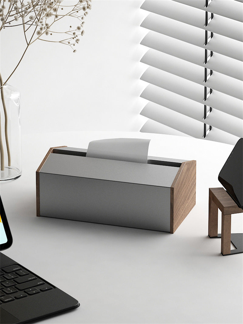 Simple Literary Style Metal Tissue Box, Office Decoration-Homelova