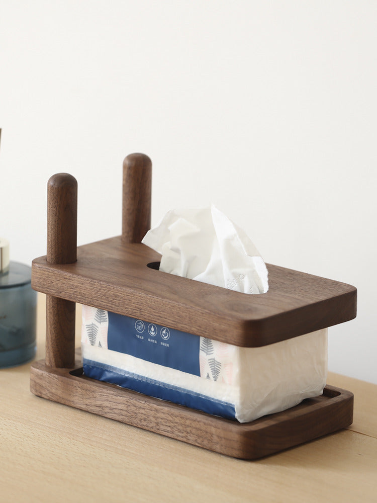 Simple Wooden Facial Tissue Holder, Desktop Art Decoration Storage-Homelova