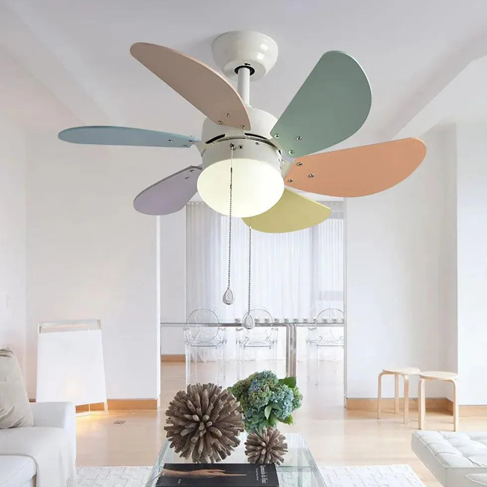 Six Leaves For Living Room Ceiling Fan With Light-Homelova