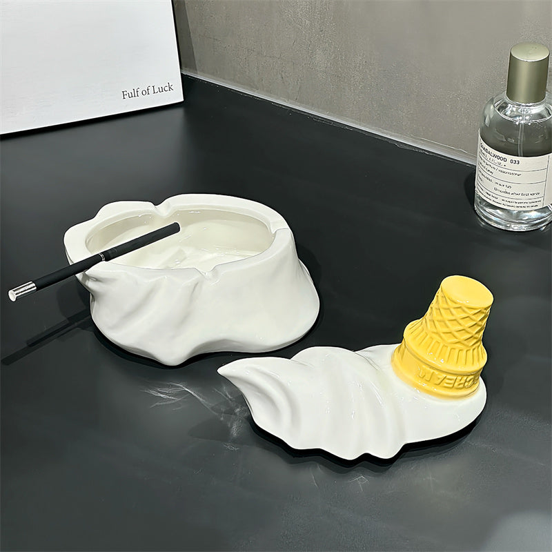 Spilled White Ice Cream Ashtray - Fun Home or Office Decor-Homelova