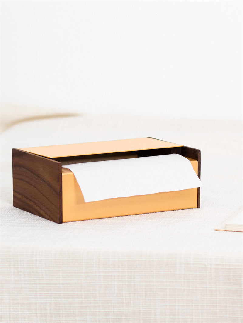 Stainless Steel Wood Tissue Box - Simple Modern Art-Homelova