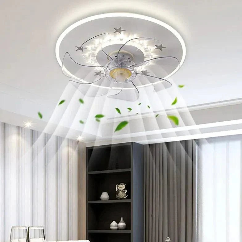 Star Decoration Modern White Ceiling Fan With Light-Homelova