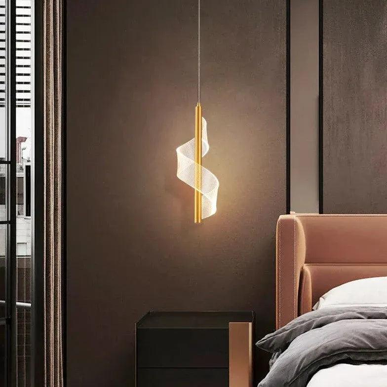 Streamline Spiral Bedroom Gold Pendant Light-Homelova