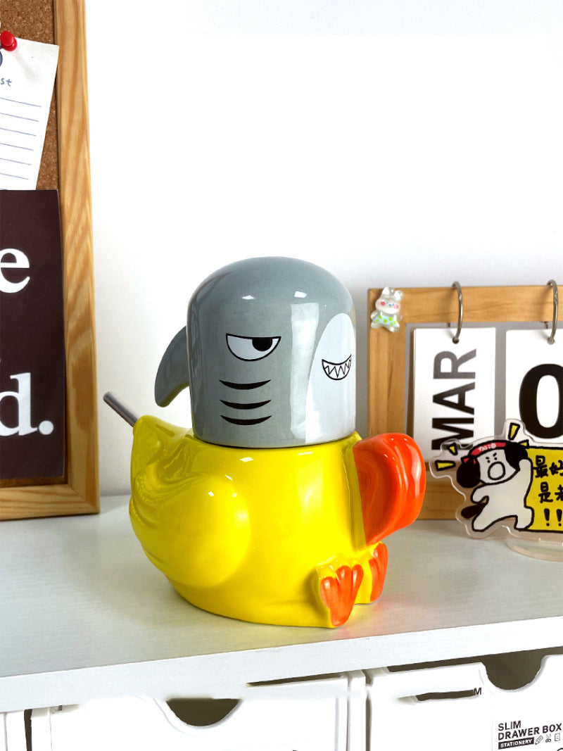 Super Ugly Mug, Funny Shark And Chicken Body Combination-Homelova