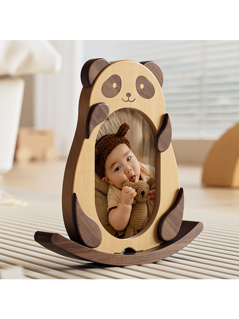 Swinging Wooden Panda Photo Frame - Adorable Home Decor & Creative Gift-Homelova