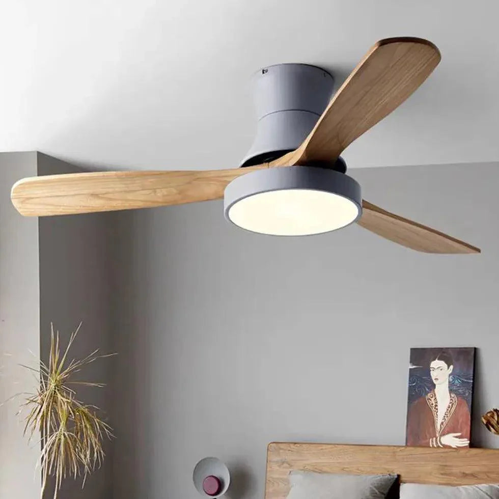 Three-Blade Wooden Ceiling Fan with Light-Homelova
