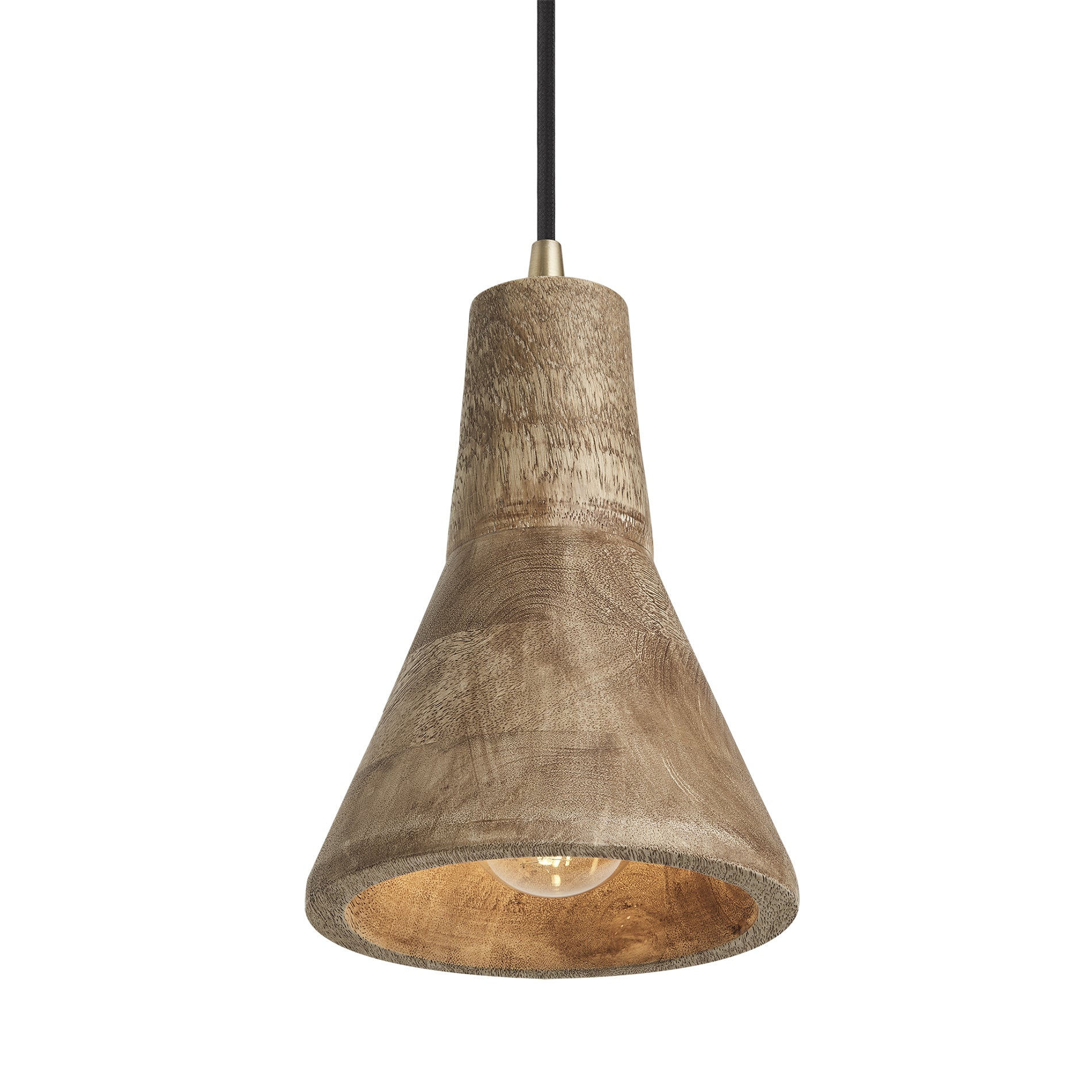 Trumpet-shaped Retro Maribo Wooden Pendant Light-Homelova