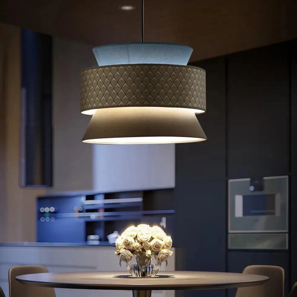 Two-Layer Rattan Cylindrical Pendant Light-Homelova