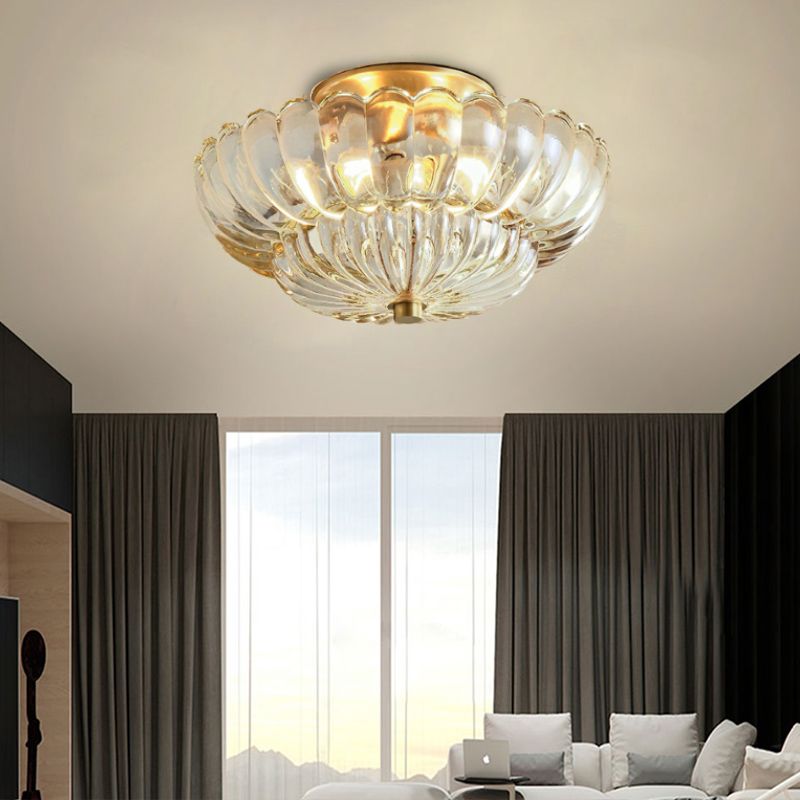 Umbrella Glass Semi Recessed Ceiling Light-Homelova