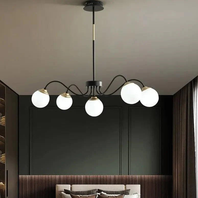 Streamlined Black Frame Living Room Sphere Chandelier-Homelova