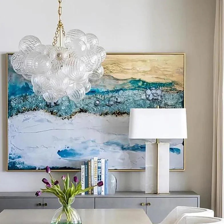 Transparent Glass Spherical Multi-Light Branch Chandelier-Homelova