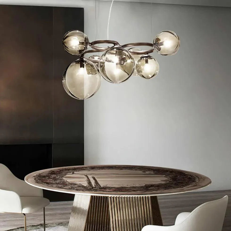 Ring-Shaped Multi Glass Ball Minimalist Chandelier-Homelova