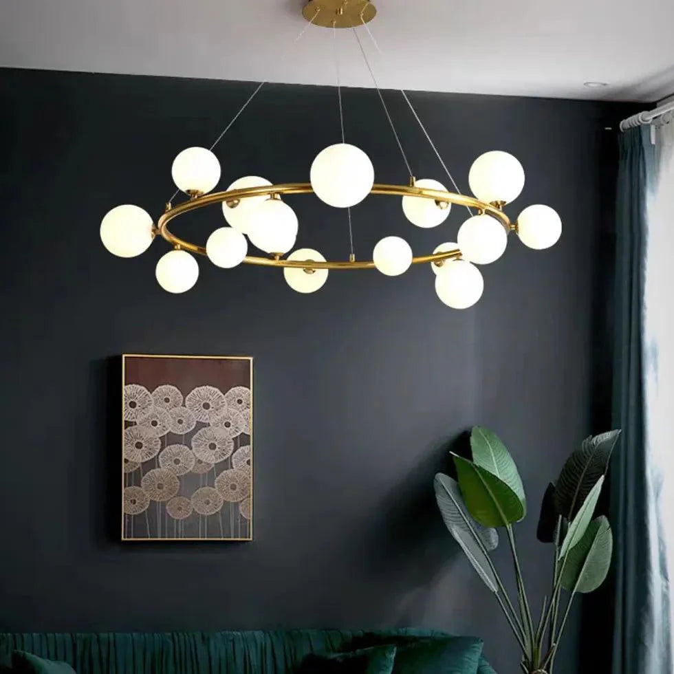Golden Circle Modern Glass Sphere Pendant Light-Homelova