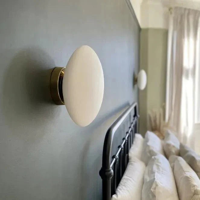 Flush Wall Light White Glass-Homelova