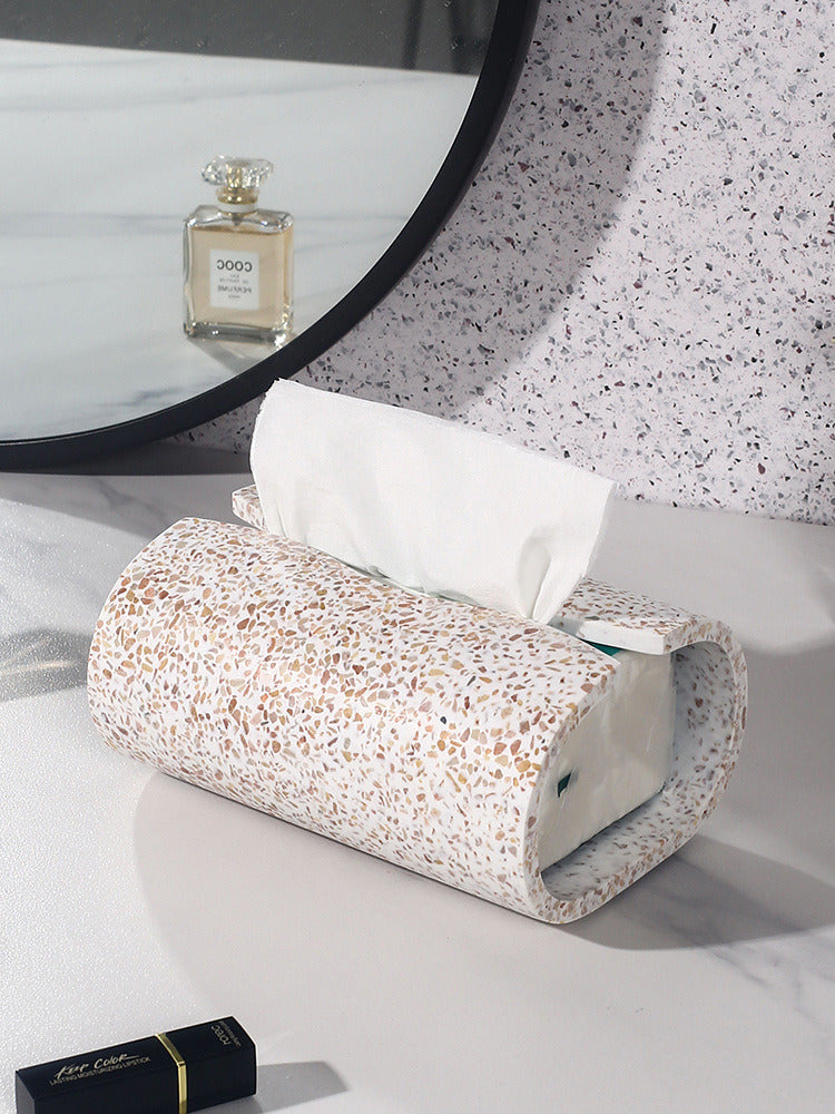 Vintage Faux Terrazzo Concrete Tissue Box: Minimalist Home Decor-Homelova