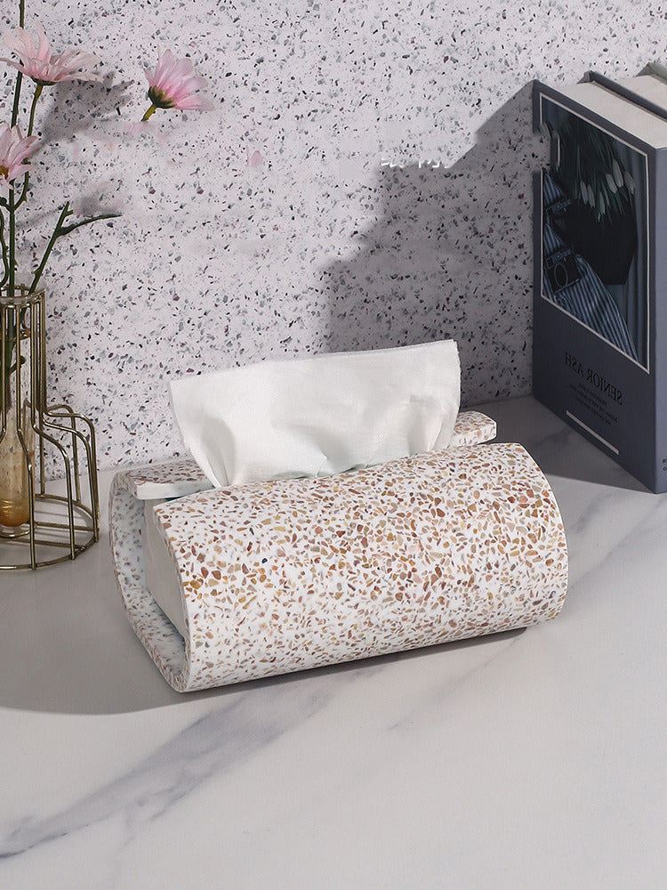 Vintage Faux Terrazzo Concrete Tissue Box: Minimalist Home Decor-Homelova