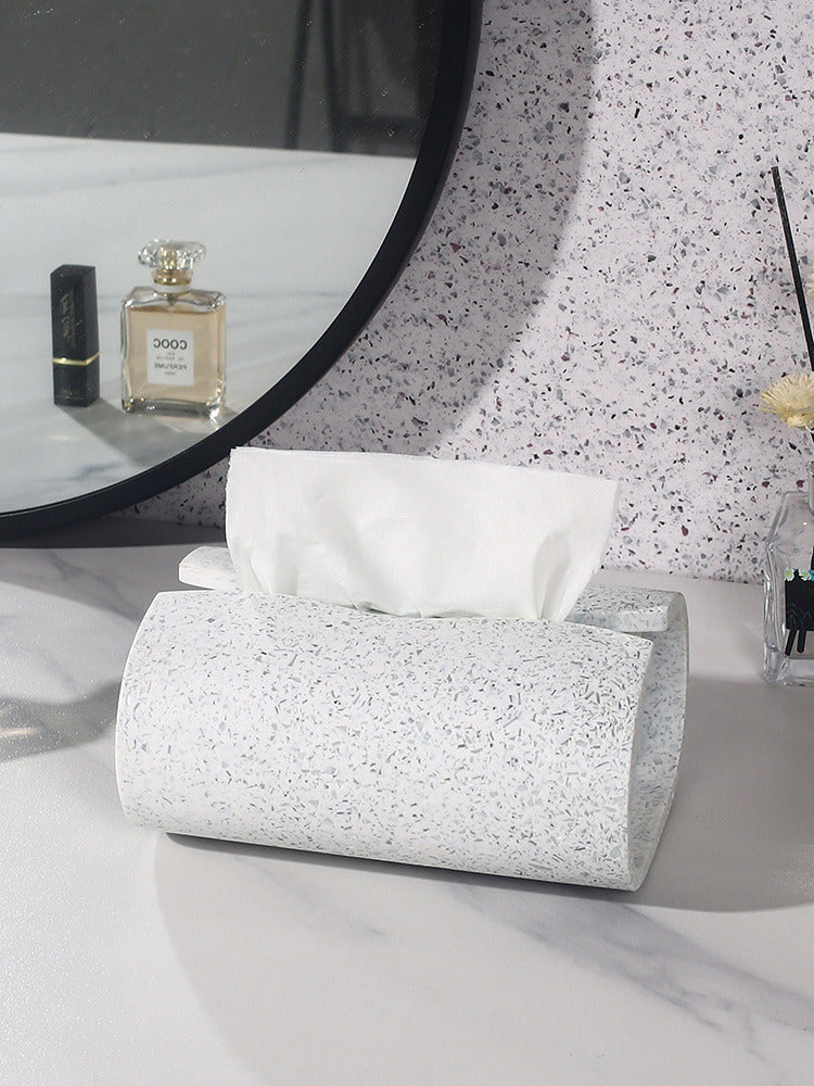 Vintage Faux Terrazzo Concrete Tissue Box: Minimalist Home Decor-Homelova
