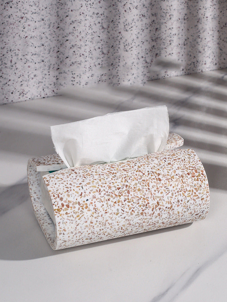 Vintage Faux Terrazzo Concrete Tissue Box: Minimalist Home Decor-Homelova