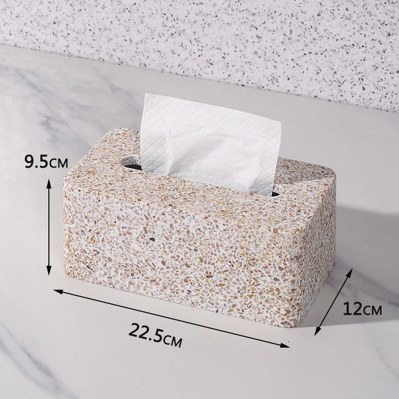 Vintage Faux Terrazzo Concrete Tissue Box: Minimalist Home Decor-Homelova