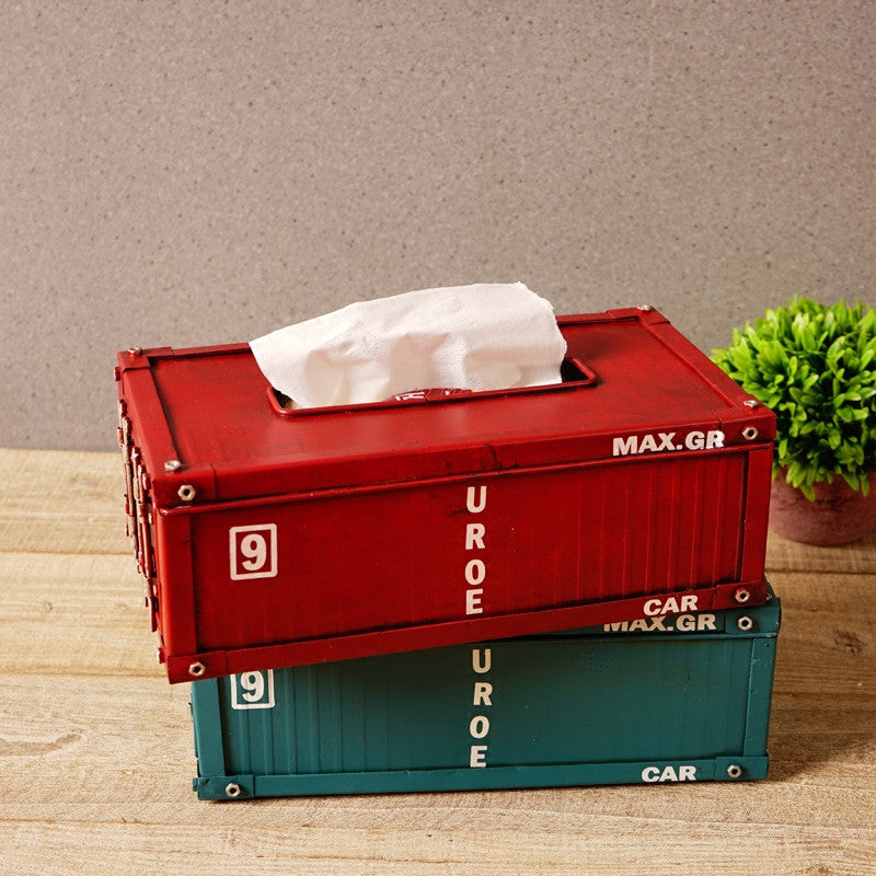 Vintage Industrial Container Tissue Box: Retro Iron Design-Homelova