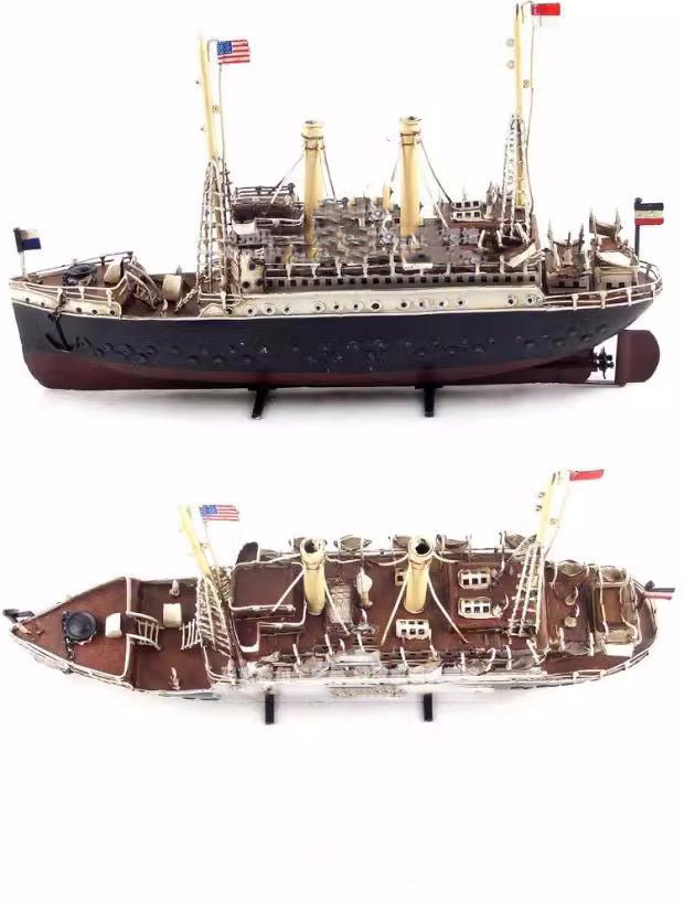 Vintage iron cruise ship model ornaments,home decoration,creative gift,nostalgic props ornaments-Homelova
