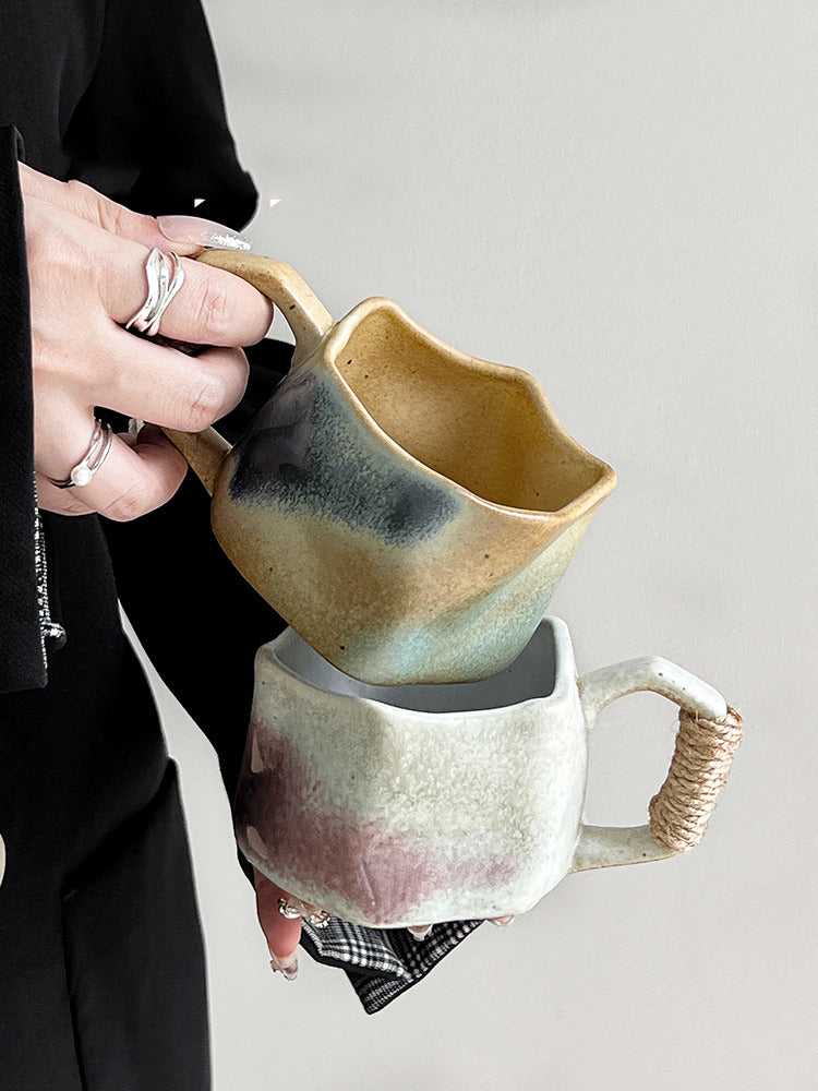 Vintage Kiln-Glazed Irregular Art Coffee Cup: A Unique Masterpiece-Homelova