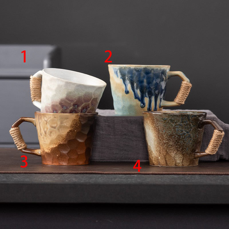 Vintage Kiln-Glazed Irregular Ceramic Coffee Cup: A Blend of Art and Functionality-Homelova