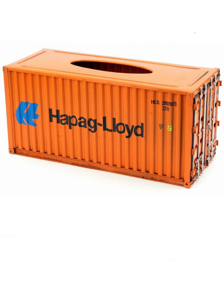 Vintage Orange Iron Container Tissue Box: Industrial Chic Decor-Homelova