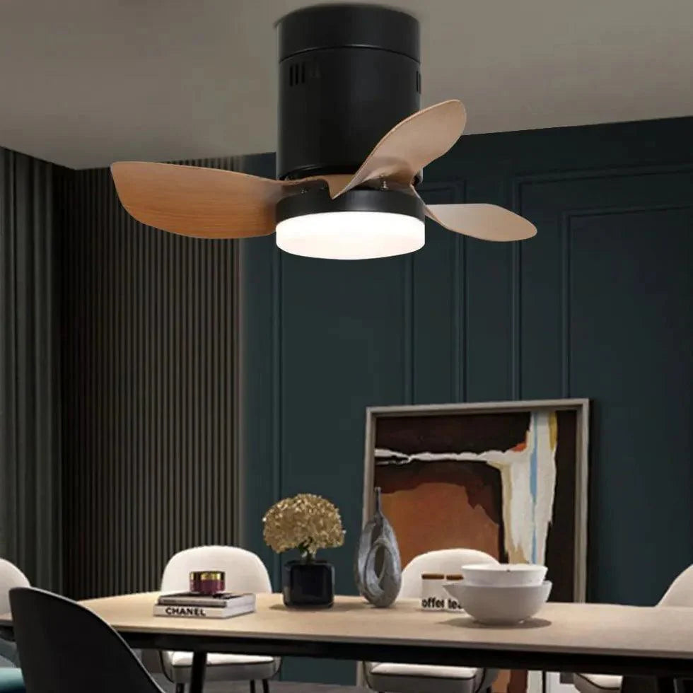 Black Three-Blade Ceiling Fan with Light-Homelova
