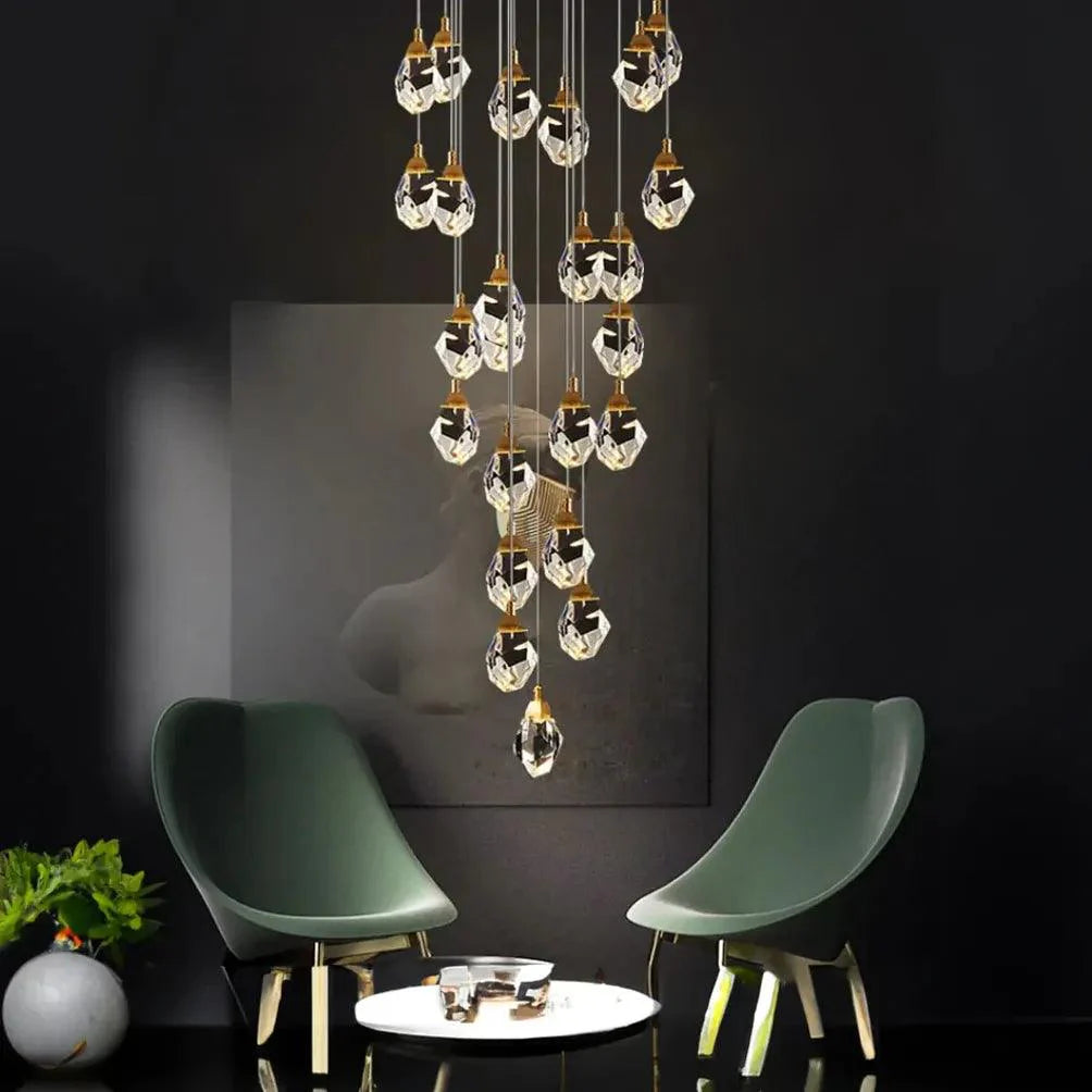 Water Drop Glass Gold Pendant Light-Homelova