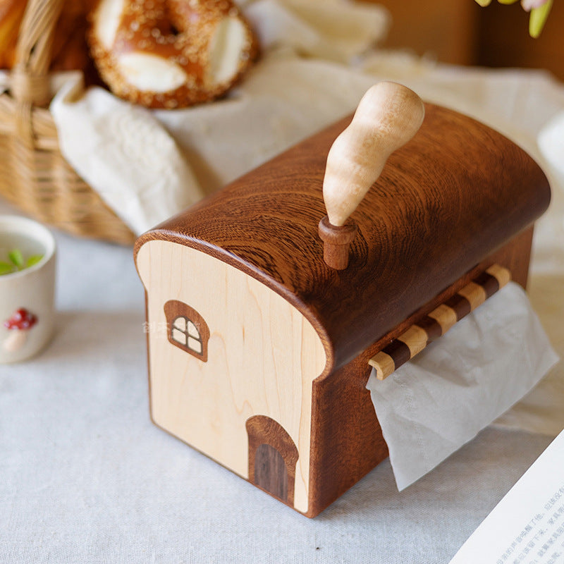 Whimsical Toast-Shaped Wooden Tissue Box - Playful Home  Kitchen Decor-Homelova