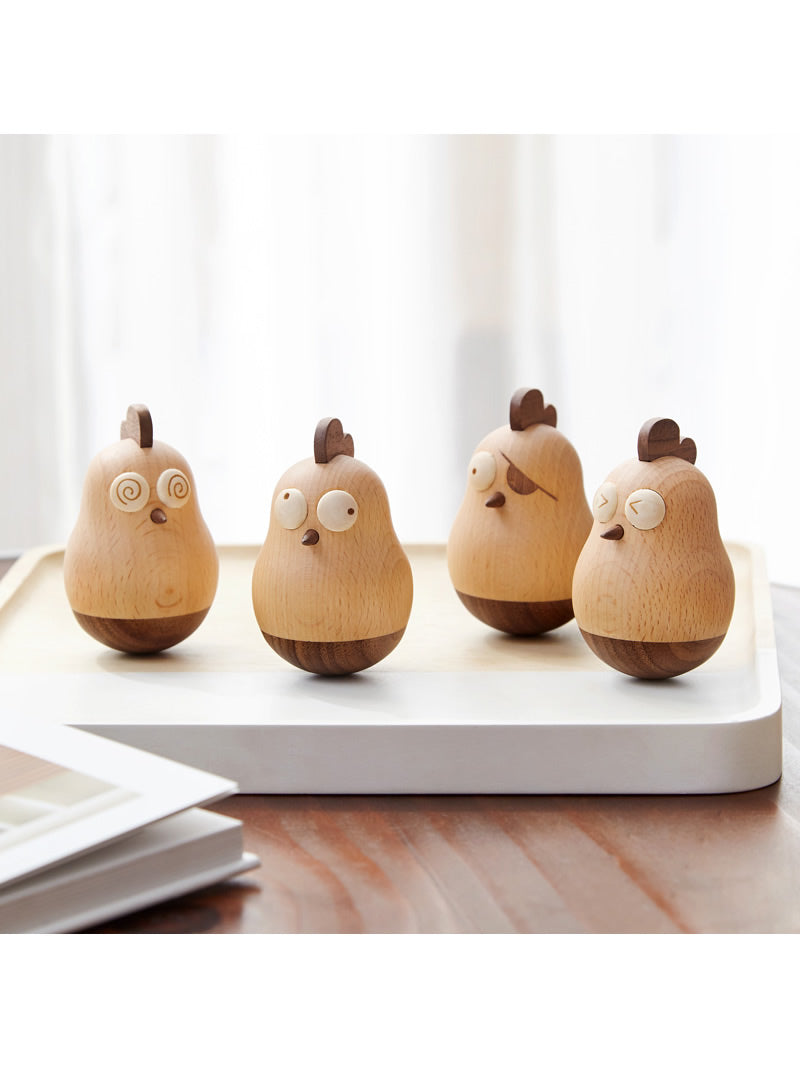 Whimsical Wooden Chicken Tumbler, Desktop Small Ornament Gift-Homelova