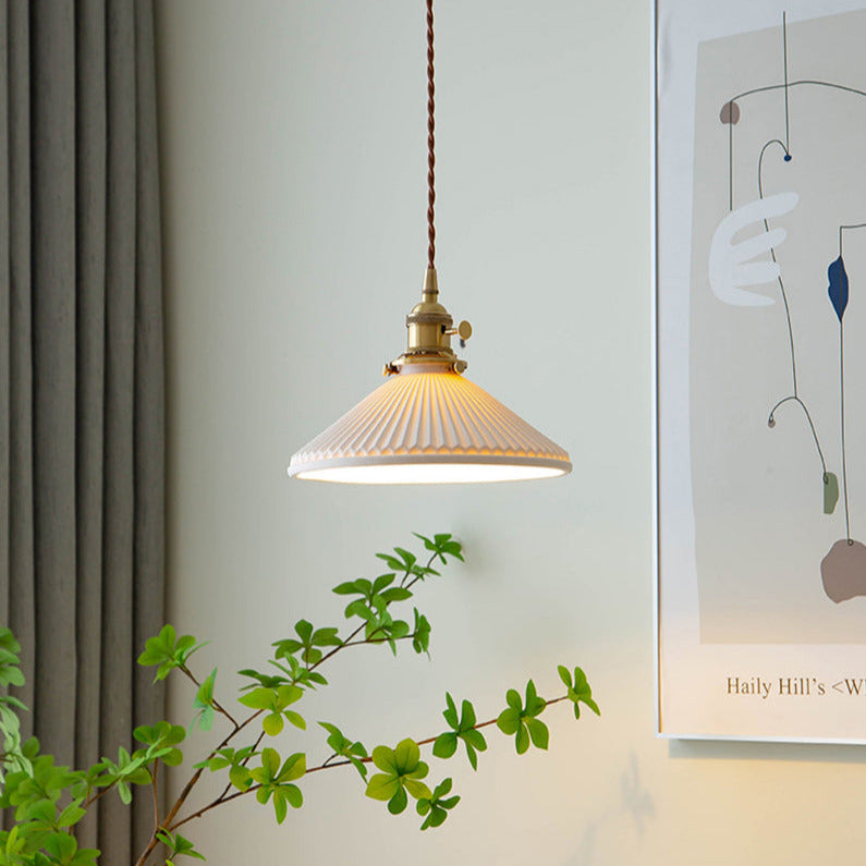 White Ceramic Pendant Light-Homelova