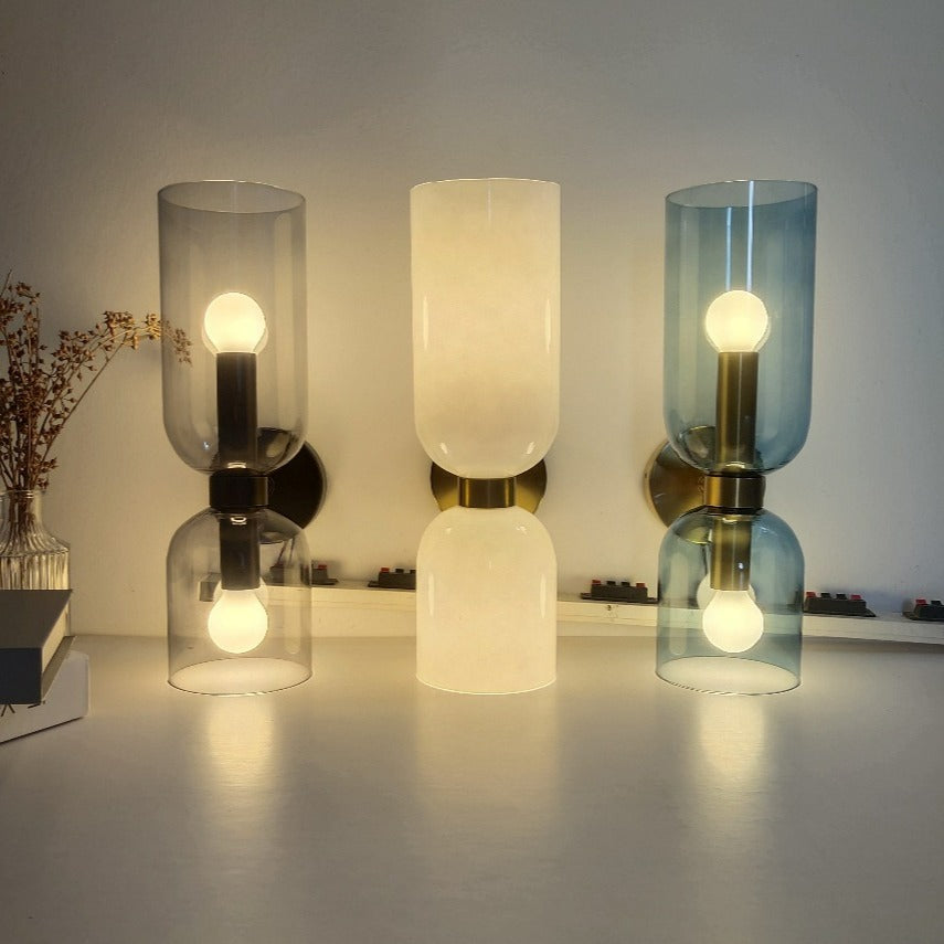 White Cylindrical Modern Glass Wall Lamp-Homelova
