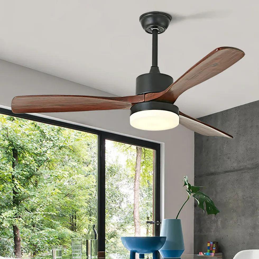 Wood Black Industrial Living Room Fan Light-Homelova