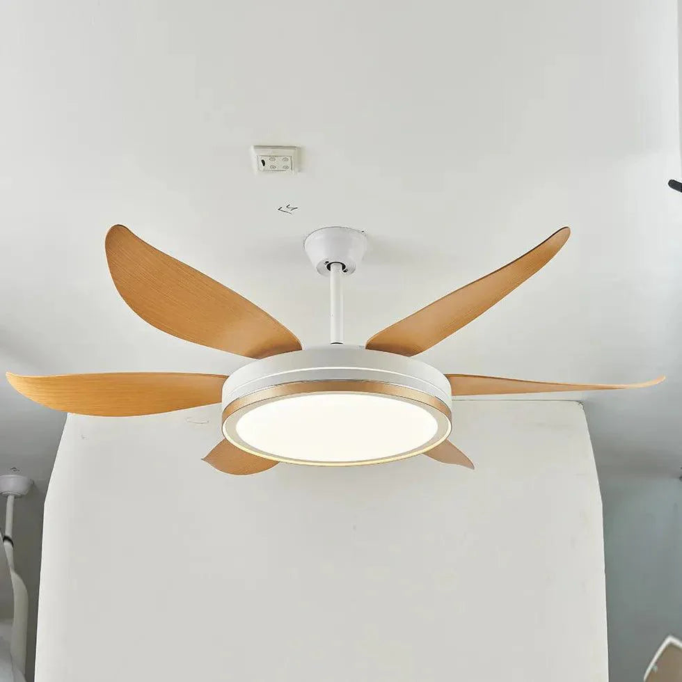 Wood Grain Modern Living Room Fan Light-Homelova