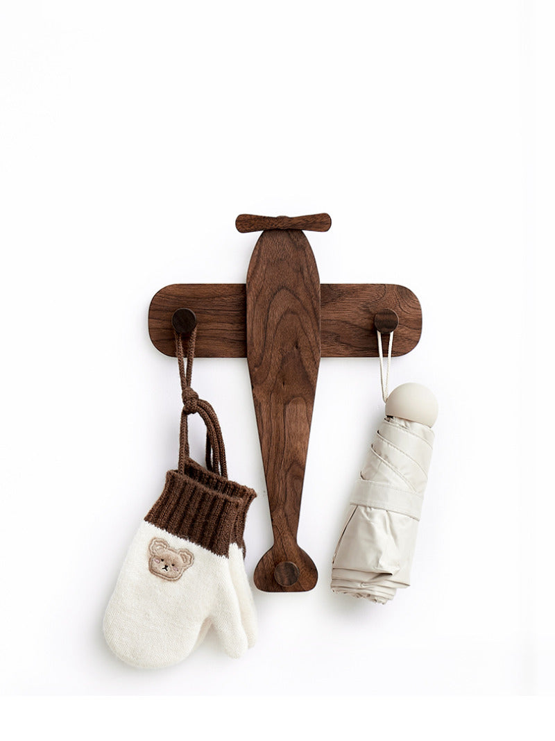 Wooden Airplane Shape Wall Hook, Room Decoration Gift Idea-Homelova