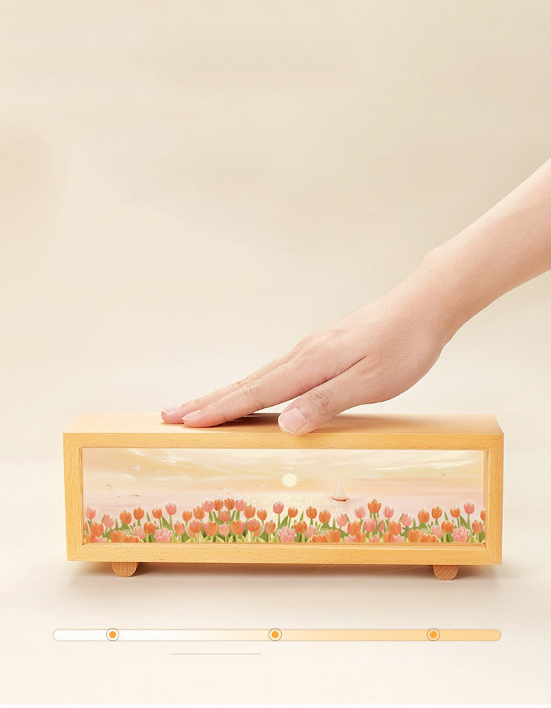 Wooden Ambient Lamp With Floral Design:Creative Gift Night Light-Homelova